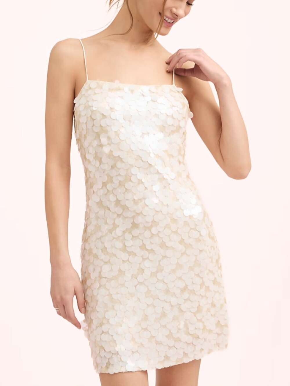 Loft Pearl Ivory Off White Sequin Paillette Mini Dress NWT - Size 2/Small